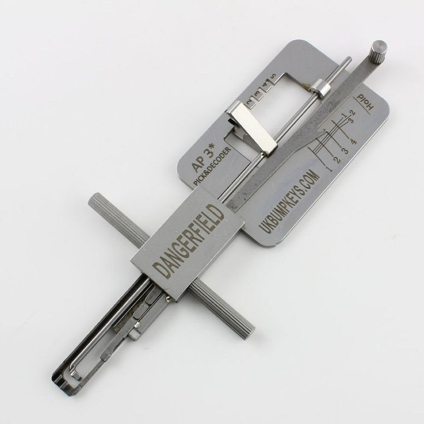 Metal tool with 'Dangerfield' branding on a white background