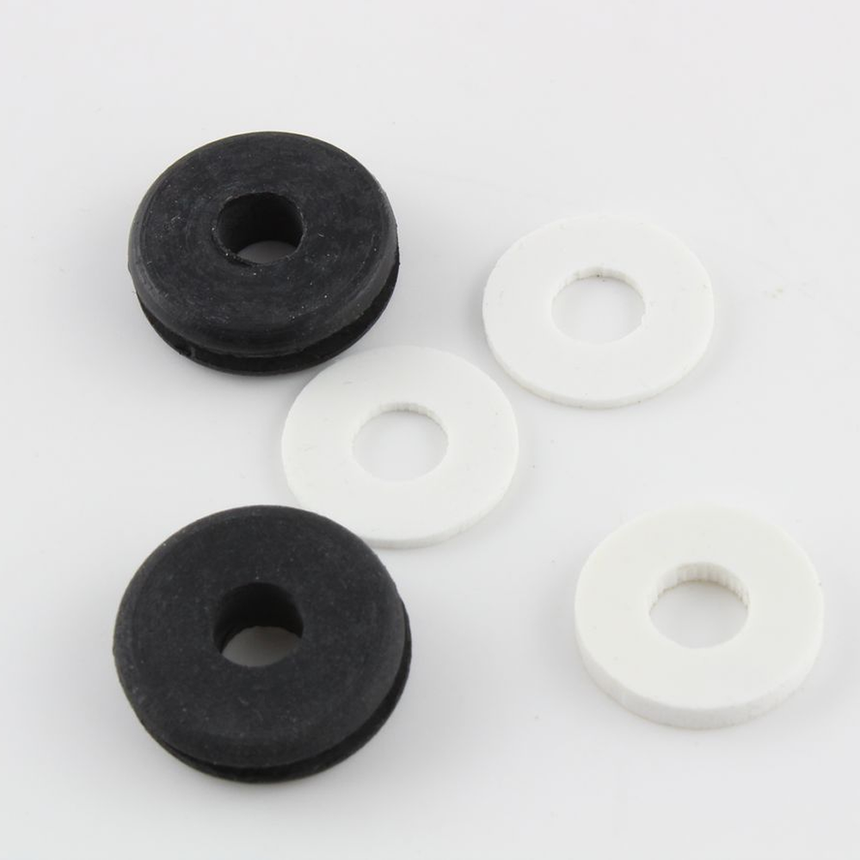 A selection of rubber and Silicon Dampneers on a white background, for lock bumping