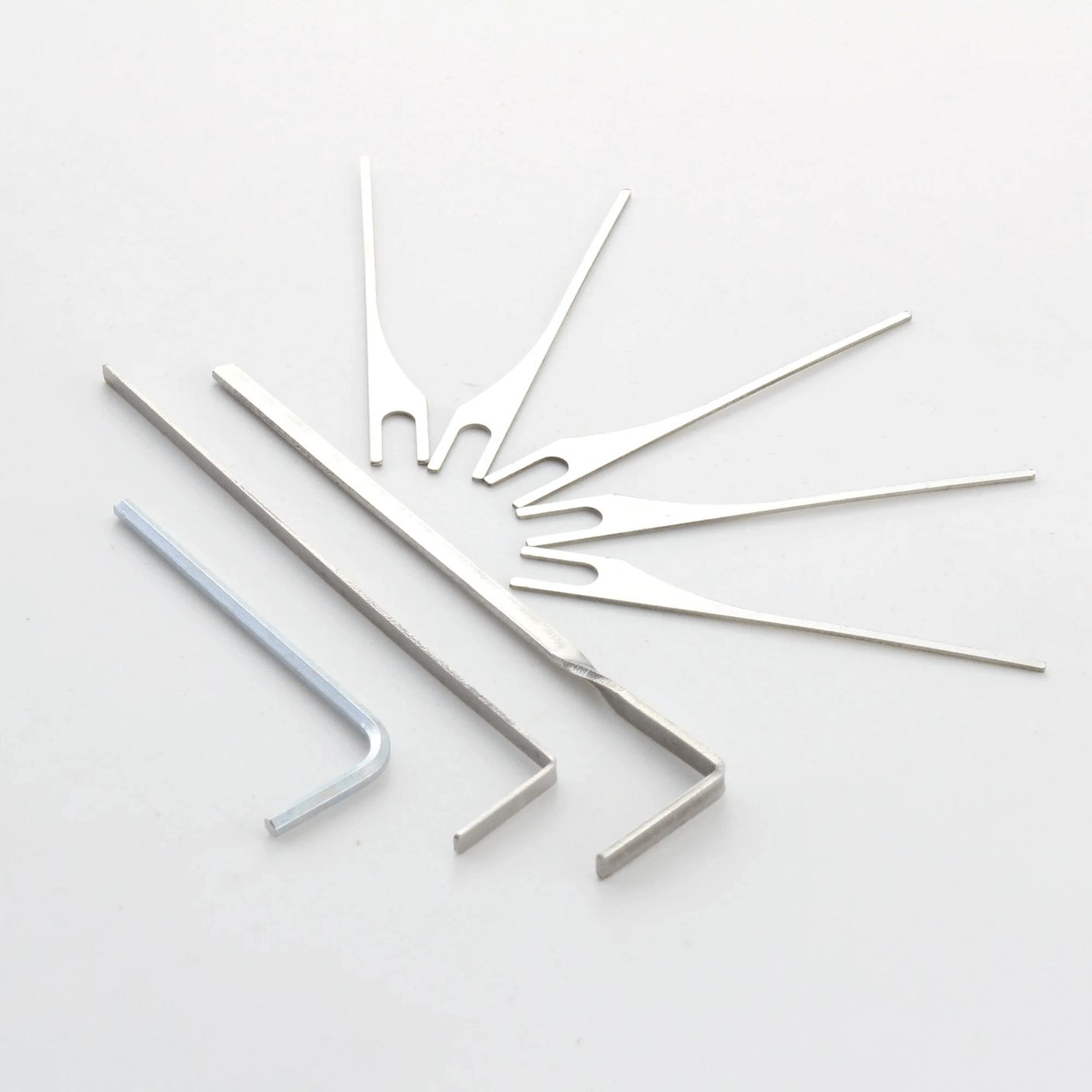 Picking needles, tension tools, and hex-key