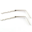 A pair of silver-colored metal lock rakes with a fine gauge design, displayed against a white background.
