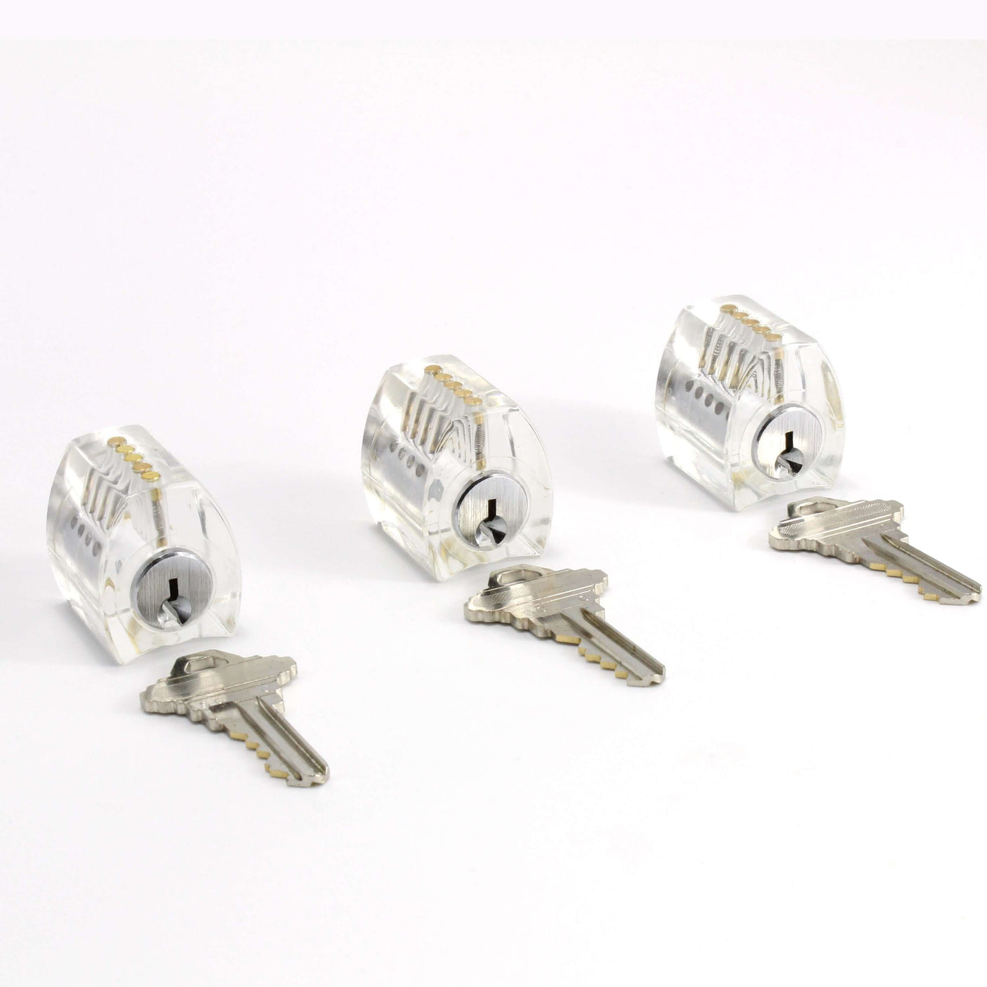 Standard, spool, + serrated pins clear practice locks set