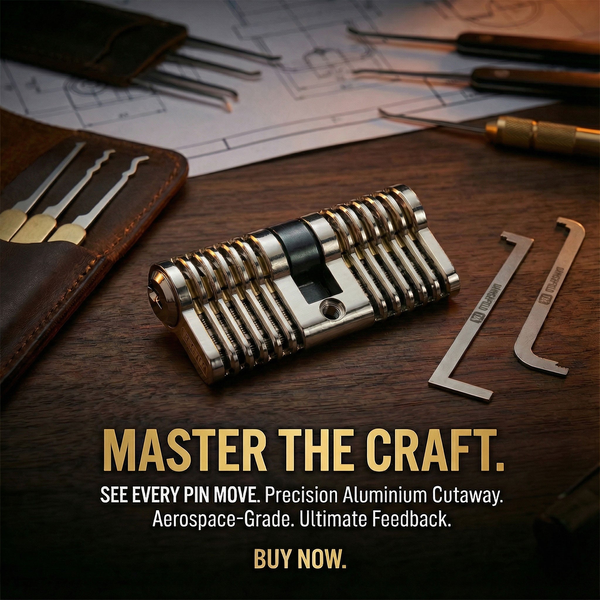 Dangerfield Aerospace Cutaway Practice Lock +Pins and Tweezers