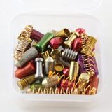 Coloured key pins, driver pins, and serrated, barrel, and spool security pins.