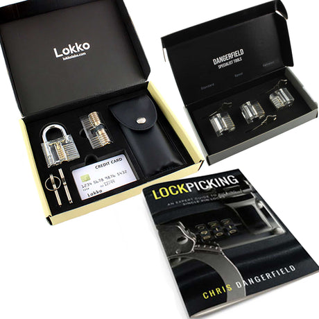 Beginners Lock Picking Kit in a box: Extensive Lock Pick Set, Spy Card Kit + Practice Locks and Dummies guide by Lokko