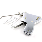 Lokko manual pick gun close-up showing the needle holder and snap mechanism