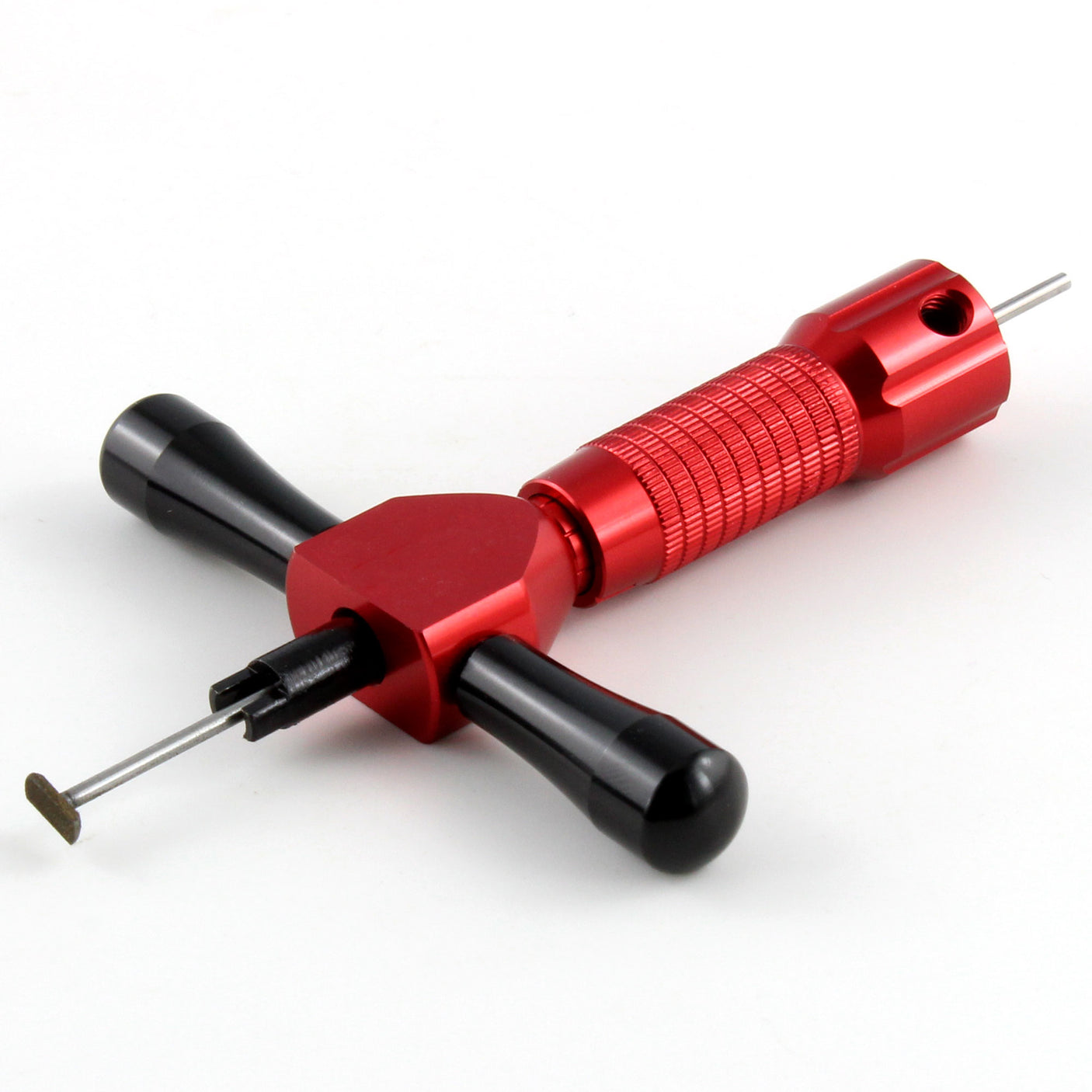 Lokko professional disc detainer lock pick with red handle, studio view