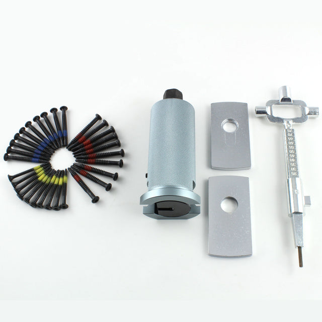 Lokko bell plug puller complete set with bell body, protection plates, pull screws and cam turner laid out