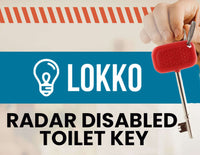 Lokko radar disabled toilet key with red tactile bow for easy access to NKS locked public toilets.