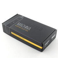 Black box with 'Machina' branding and text on a white background