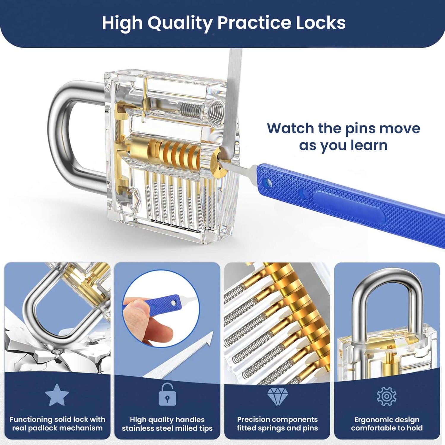 Beginners Lock Picking Kit in a box: Extensive Lock Pick Set, Spy Card ...