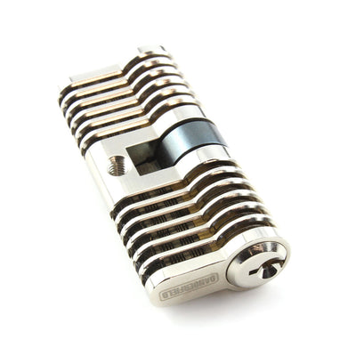 Brushed aluminium Dangerfield Aerospace cutaway practice lock