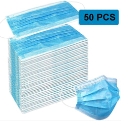 Face Masks (Box of 50) - disposable, non-woven PPE protection against airborne droplets, dust, pollution - UKBumpKeys