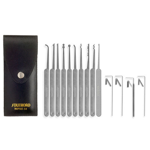 SouthOrd MPXS14 14 Piece Lock Pick Set - Stainless Steel Handles - UKBumpKeys