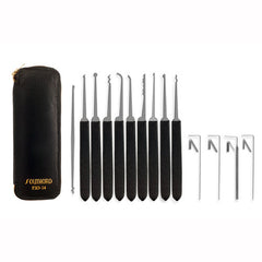 SouthOrd PXS-14 Lock Pick Set for Beginners with Black Grips + Wallet - UKBumpKeys
