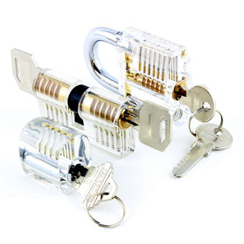 30 Pieces Lock Picking Set with 3 Transparent Training Locks and