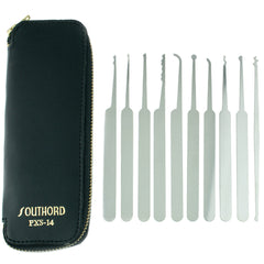 SouthOrd PXS-14 Lock Pick Set for Beginners with Black Grips + Wallet - UKBumpKeys