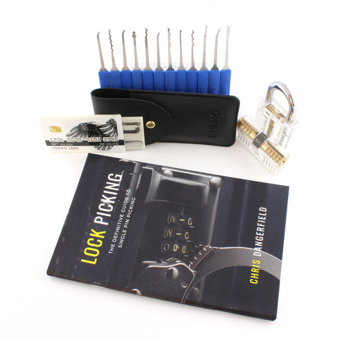 Lock Pick School in a box for Beginners: Lock pick set, spy card + Practice locks and Dummies guide
